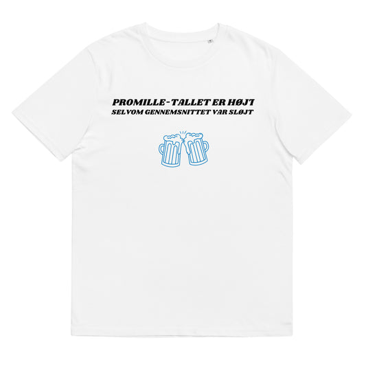 PROMILLE-TALLET ER HØJT BLÅ Unisex t-shirt